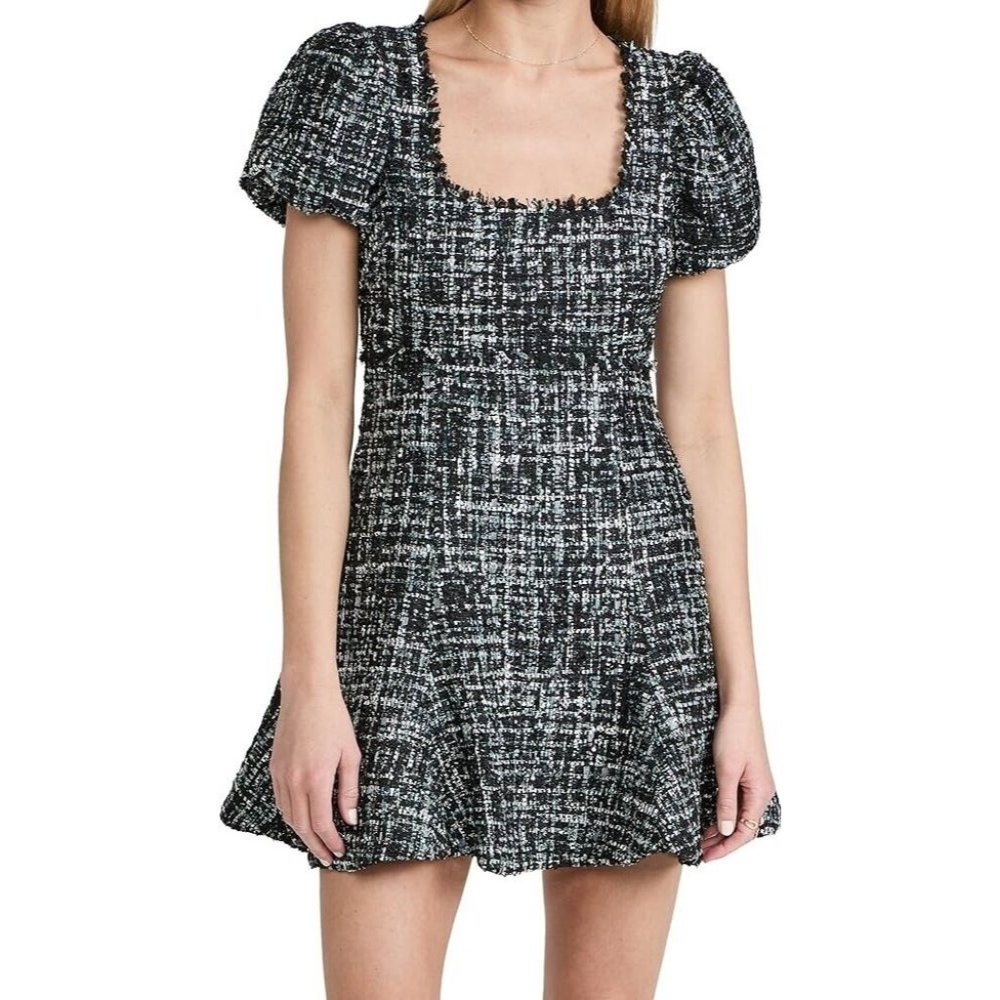 LIKELY Alessandra Black/Blue Tweed Fit & Flare Dress, Size 14 NWT! $248